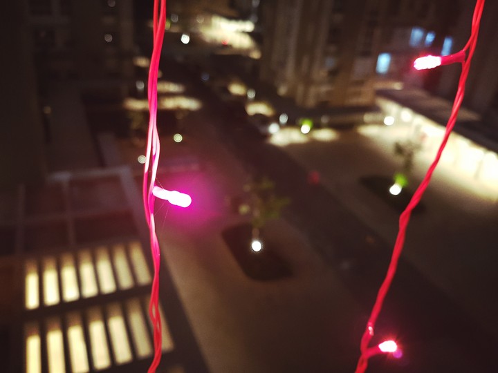 Christmas lights on my window