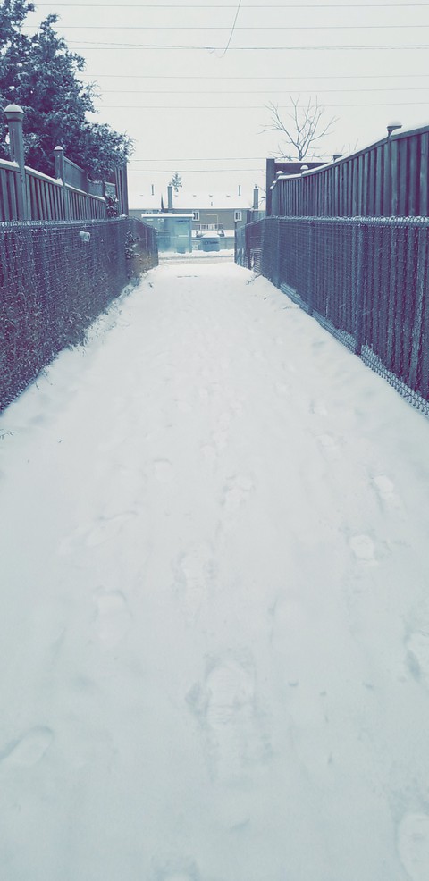 Pedestrian Way covered In Snow