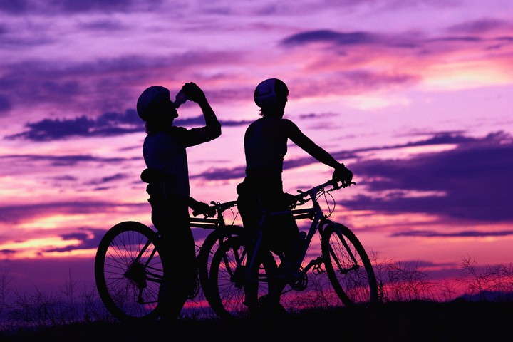 Cyclists Leisure Sport Sunset