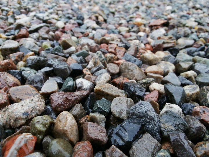 Wet stones.