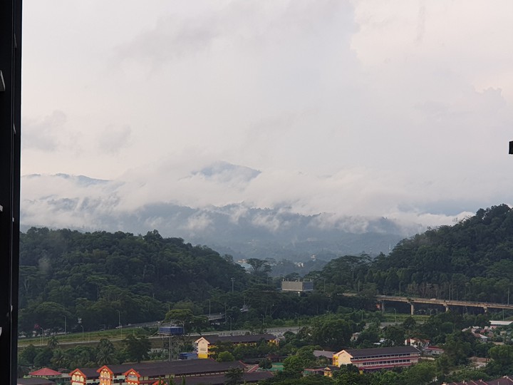 mountain above city