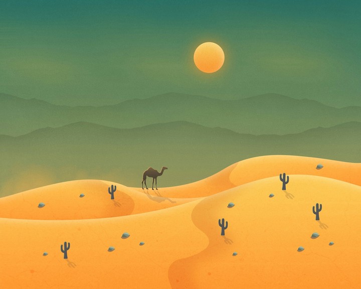 Camel in a desert❤