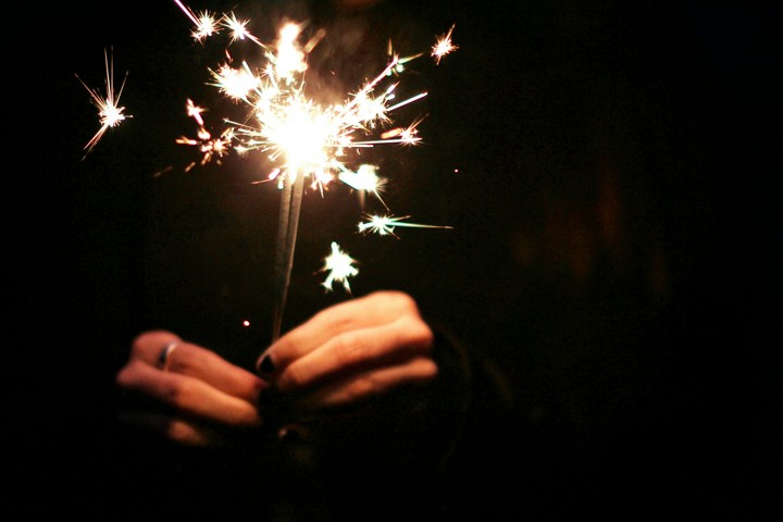 Happiness throws a shower of sparks