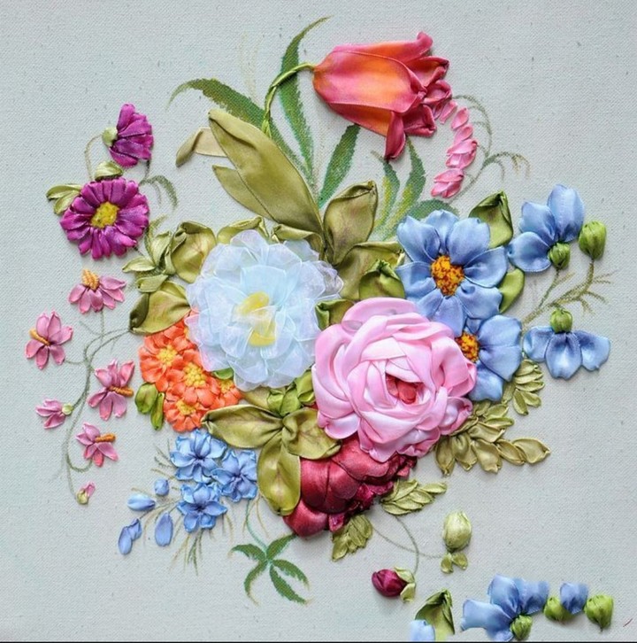 Embroidered with ribbons