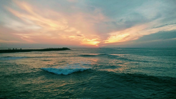 sun rising from sea bed.