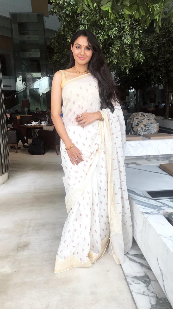 andrea saree white beauty