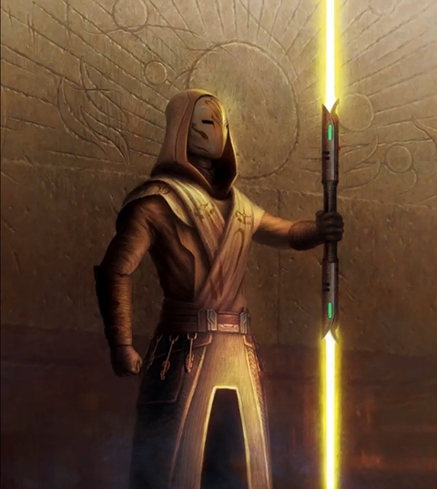 Temple guard with yellow yellow lightsaber