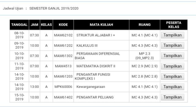 JADWAL UJIAN