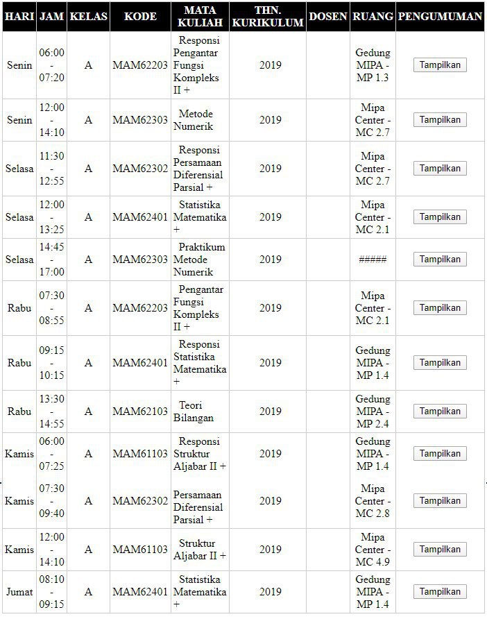 JADWAL GENAP 2020 BULAN PUASA