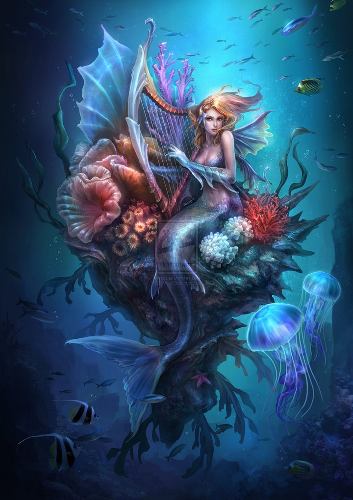 Mermaid in deep blue