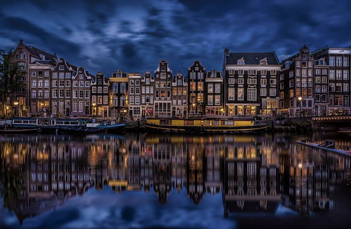 City surrounded by water