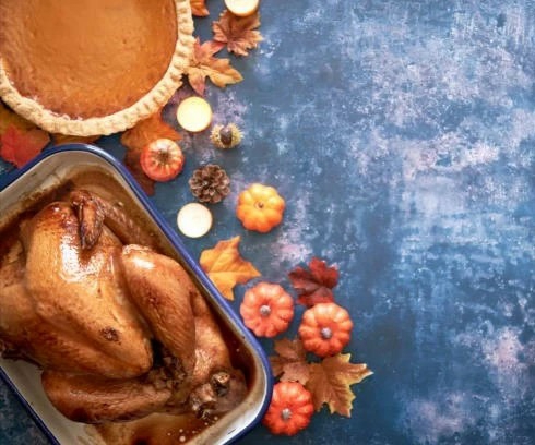 roasted turkey and pumpkin pie