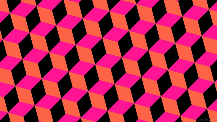 Colorful 3d cube pink orange Black
