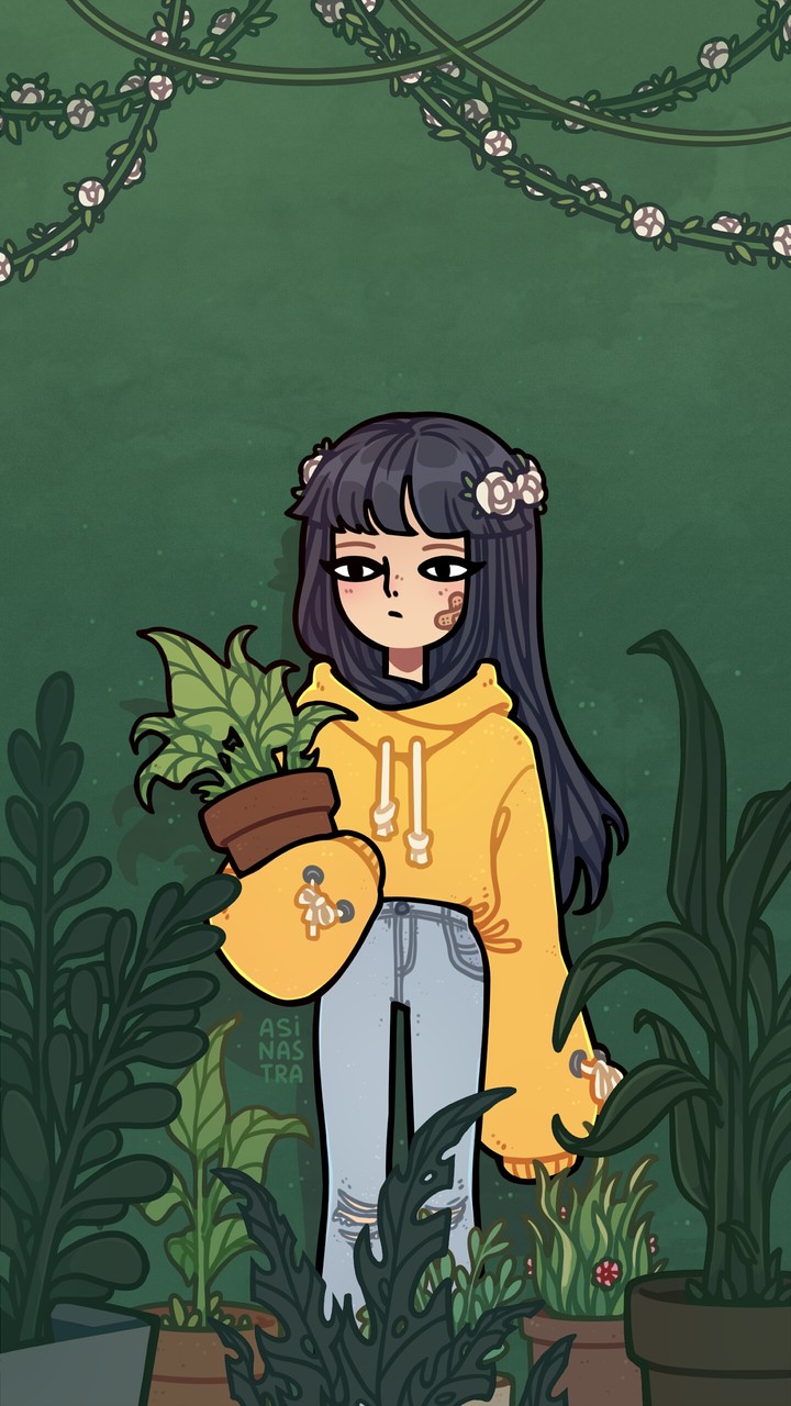Girl with a bucket of flower