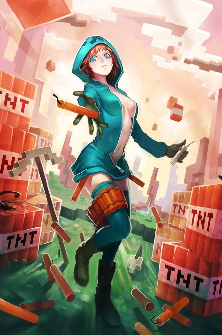 "minecraft" girl creeper