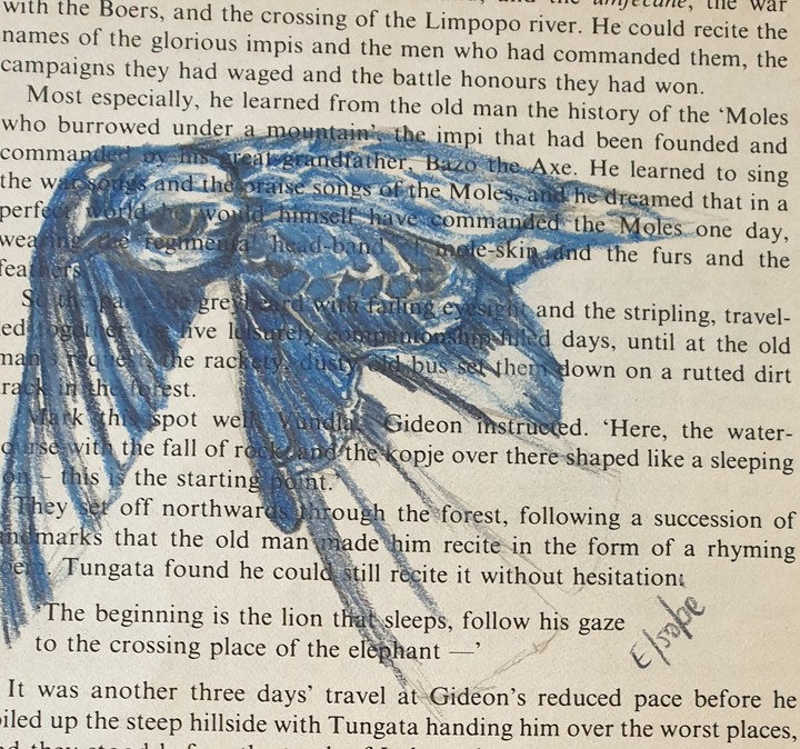 Pencil blue bird