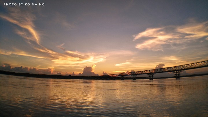sunset over river