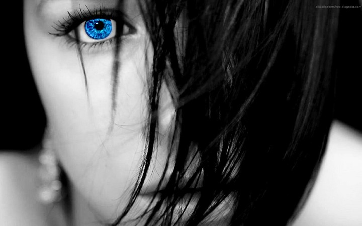 Blue eyes Long hair sad image