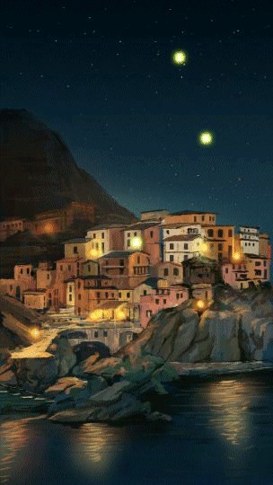 paesaggio notturno  in festa