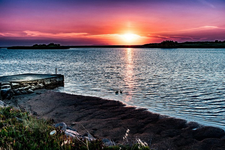 sunset on lake