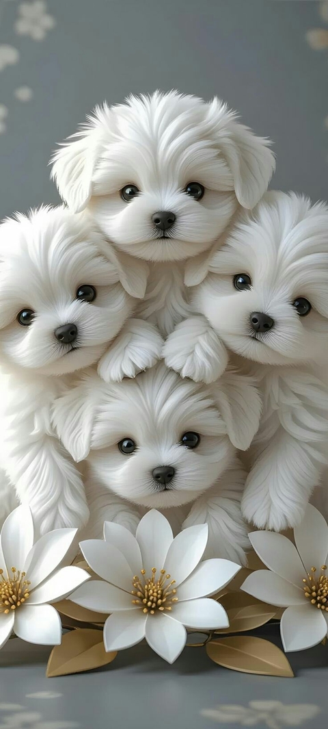 обои geraniums, dog