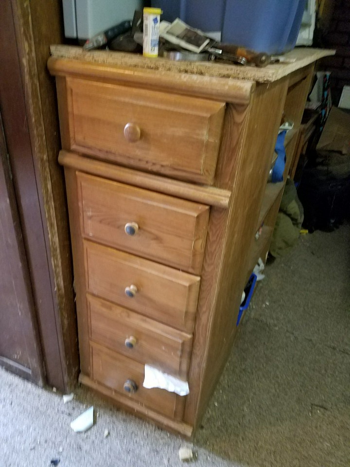 oak shelves and drawers