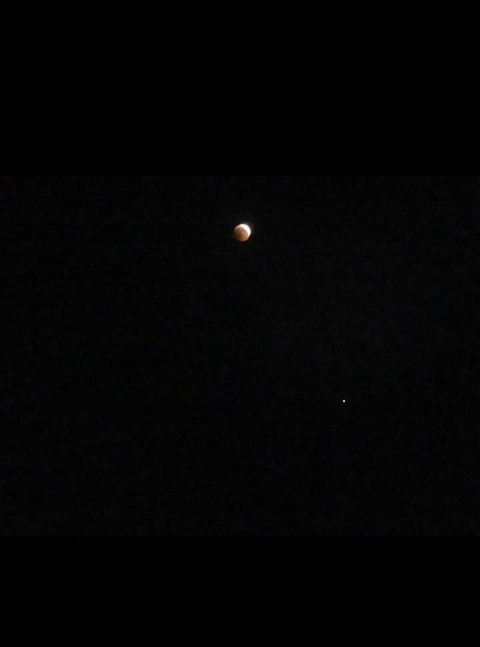Moon eclipse with Mars aside