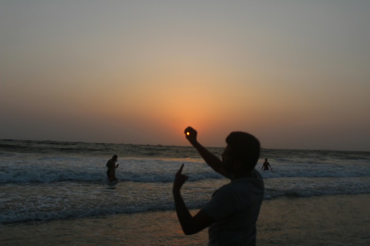 sun set and the boy