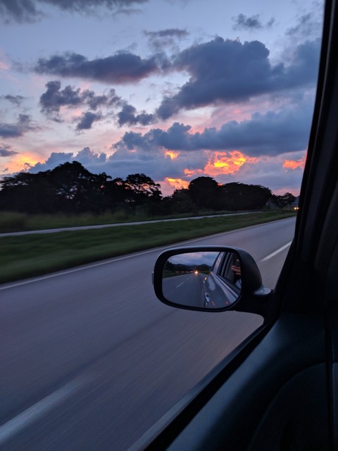 sunset on the road
