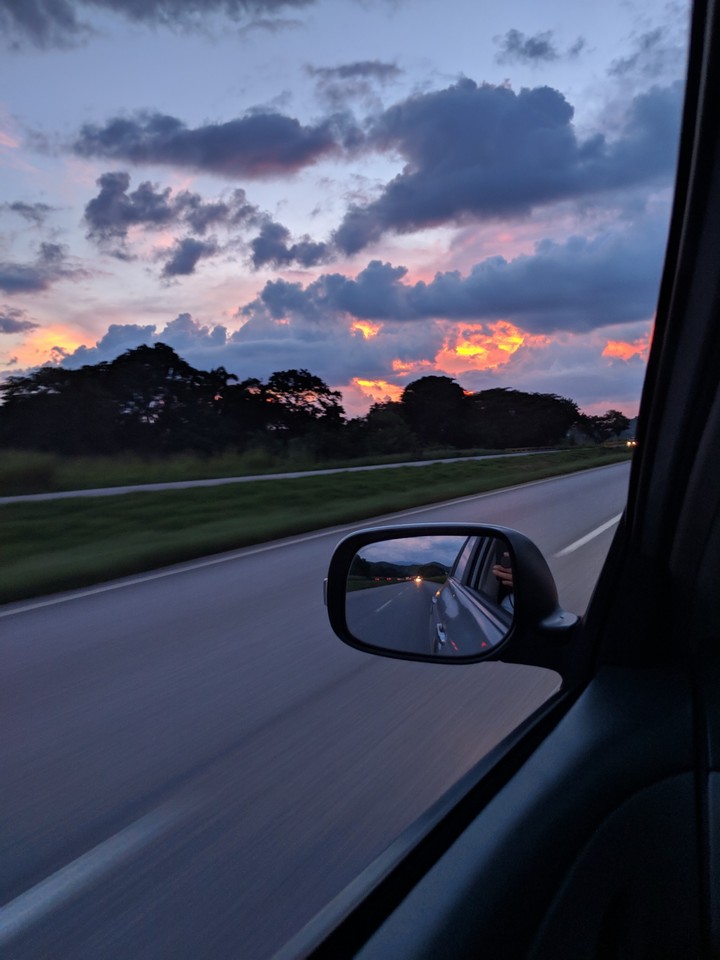 sunset on the road