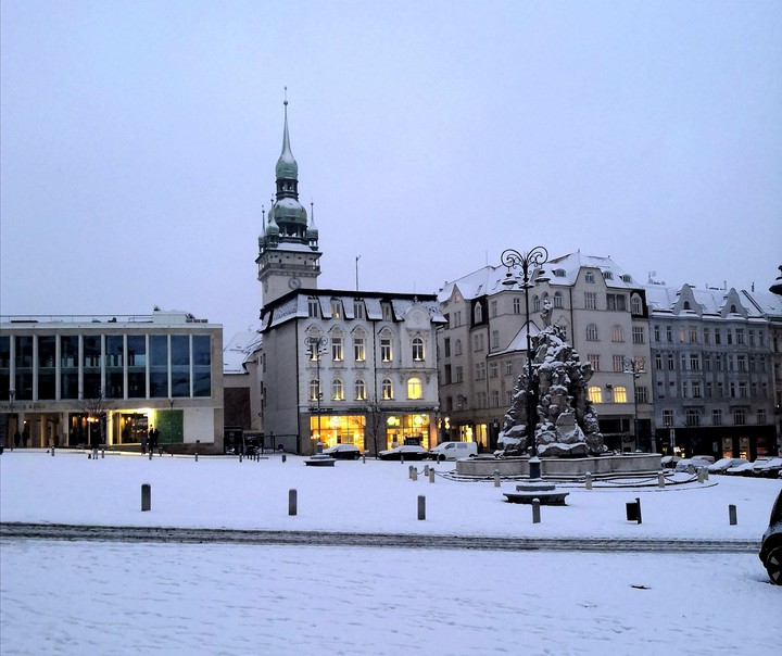 Brno city old building winter