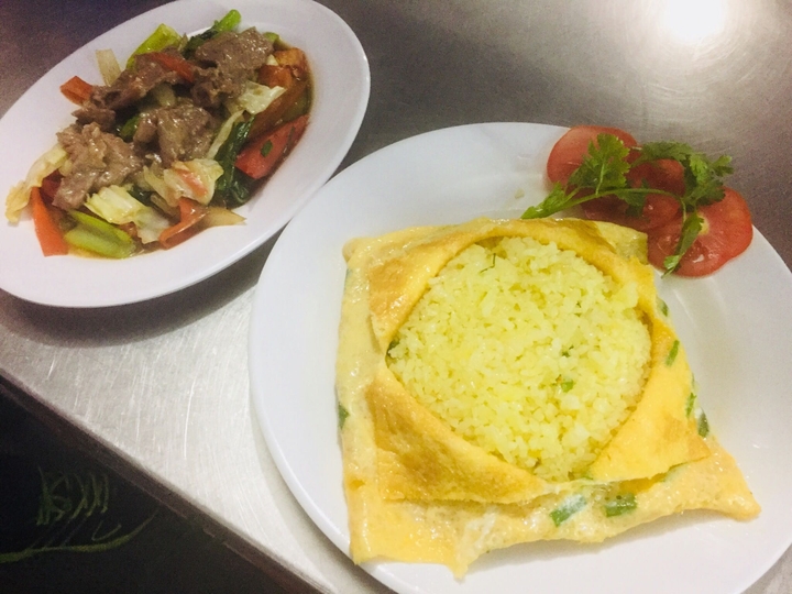 egg rice and beef