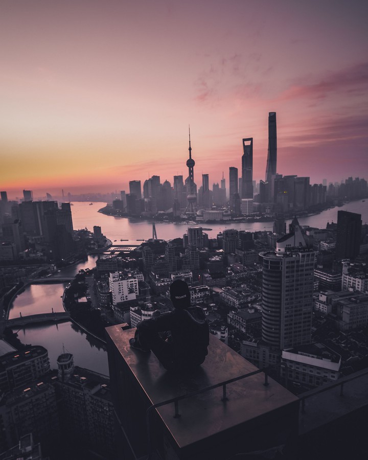 Sunset in beautiful city