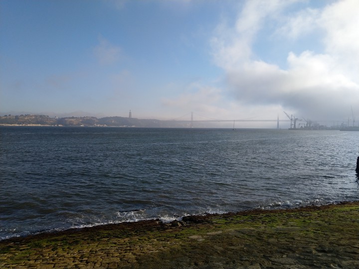 25 of the April Bridge hidden in the clouds and fog