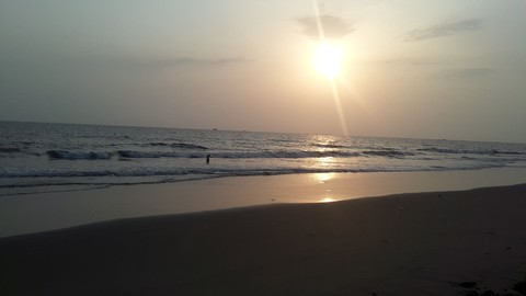 Sunset and beach.
