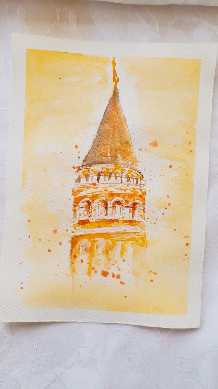 @nevresimart my instagram account Galata tower watercolor