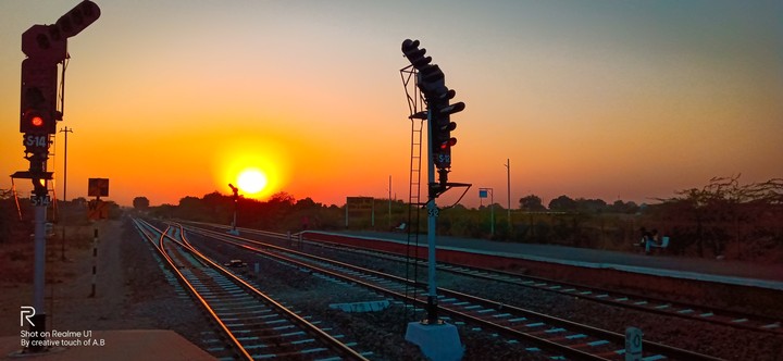 sunset at railway