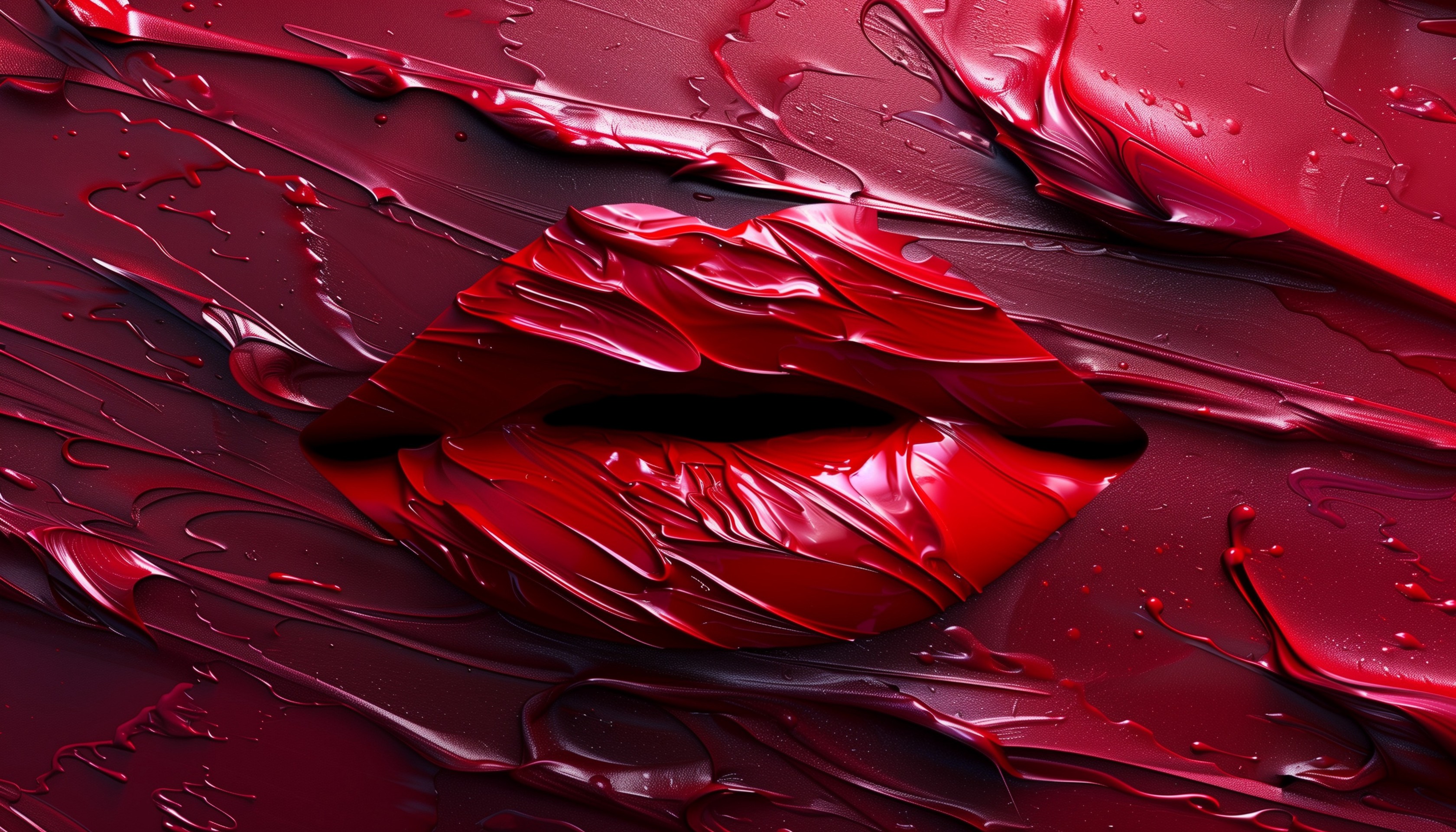 lips emerging through liquid glossy texture wallpaper background