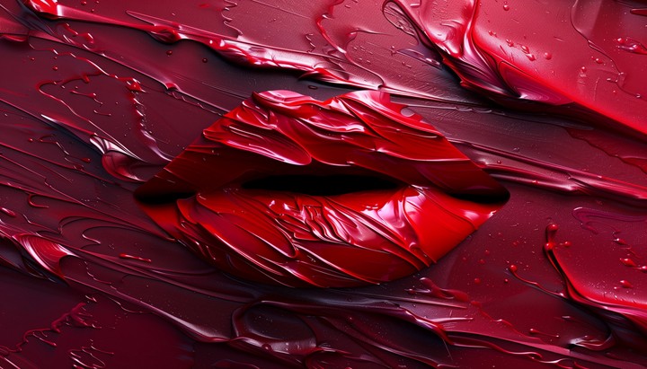 lips emerging through liquid glossy texture wallpaper background