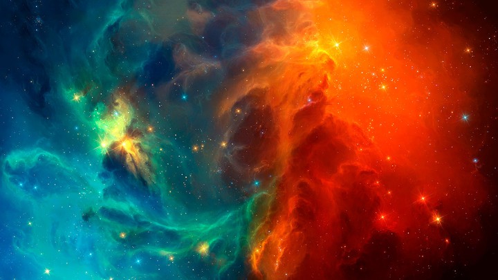 Blue and red space
