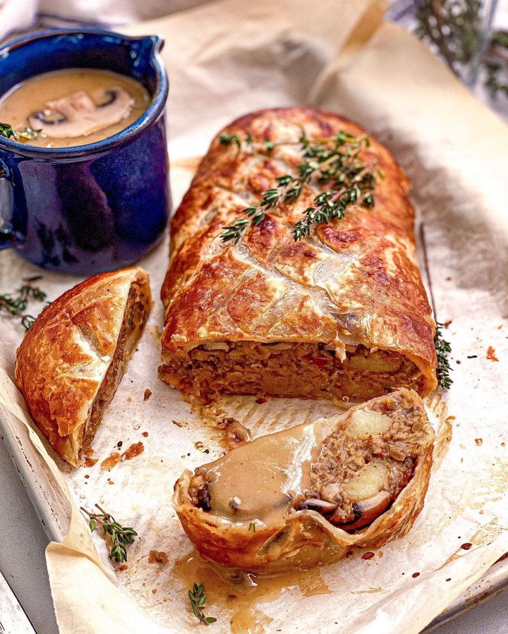 Vegan Mushroom Lentil Wellington with Mushroom Gravy