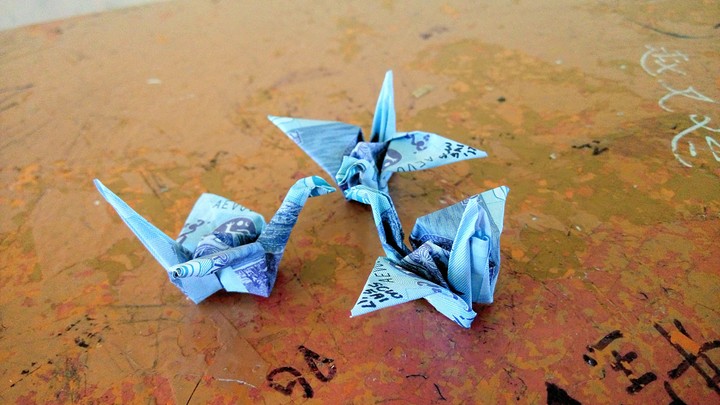 Paper Cranes in Blue