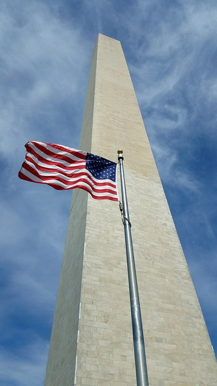 Washington Monument with Flag