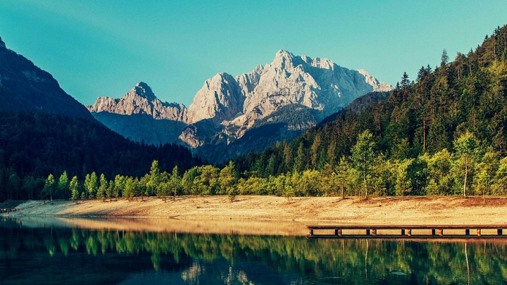 Mountains Lake River Sky Peak (HD)