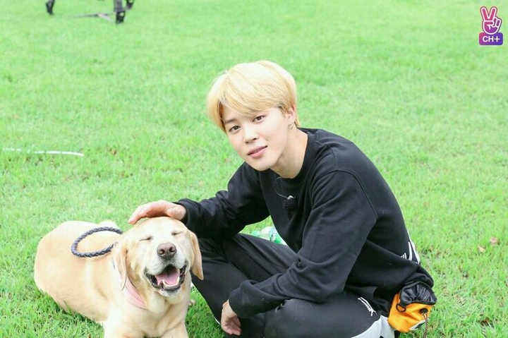 Jimin and dog