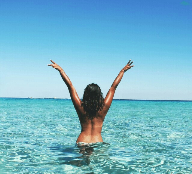 sea, woman, day, sun, nature, ocean, clouds, beach