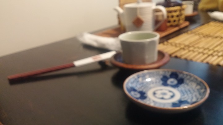 green tea with dish