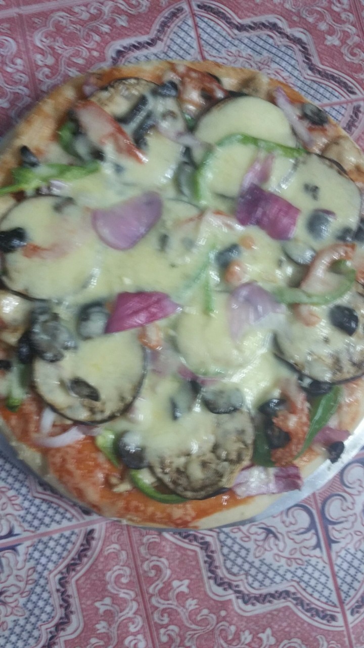 pizza eggplant and chicken