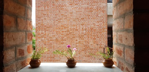 Flower and the bricks