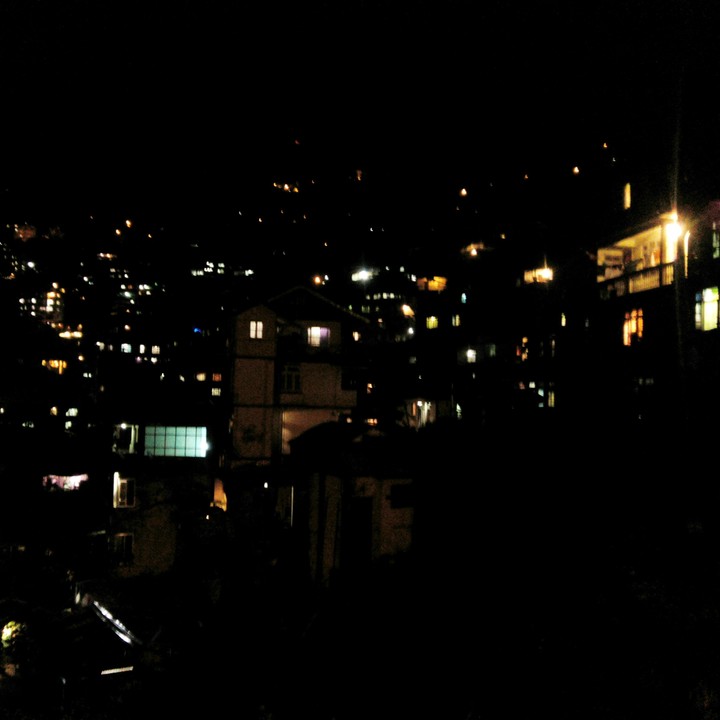 Houses on the hills at night!